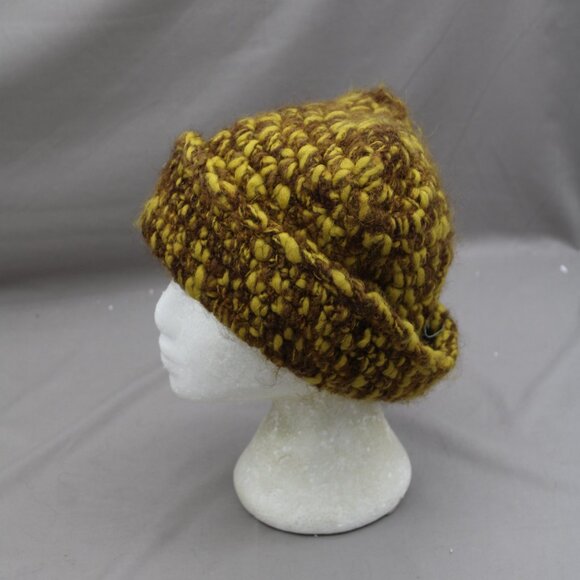 Vintage Wool Winter Hat - Brown and Yellow by Twigedior - Adult One Size - Picture 2 of 7